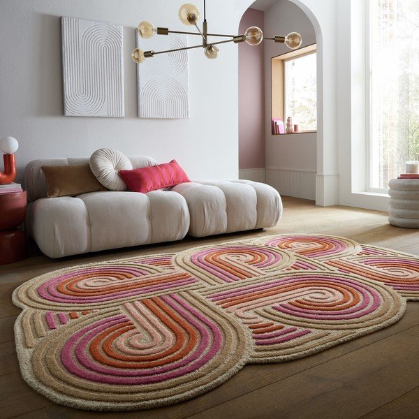 Rankų darbo rožinės spalvos iš vilnos kilimas 140x200 cm Spiral Shaped  – Flair Rugs-image-1