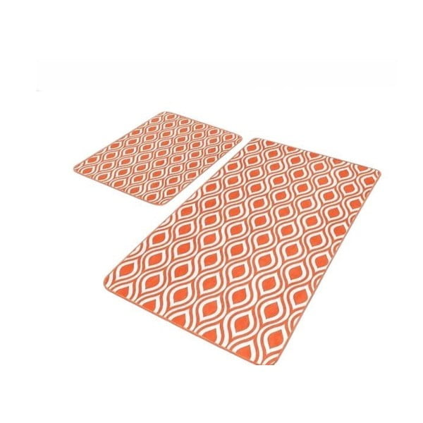 Oranžinės spalvos iš velveto vonios kilimėliai 2 vnt. 60x100 cm – Mila Home