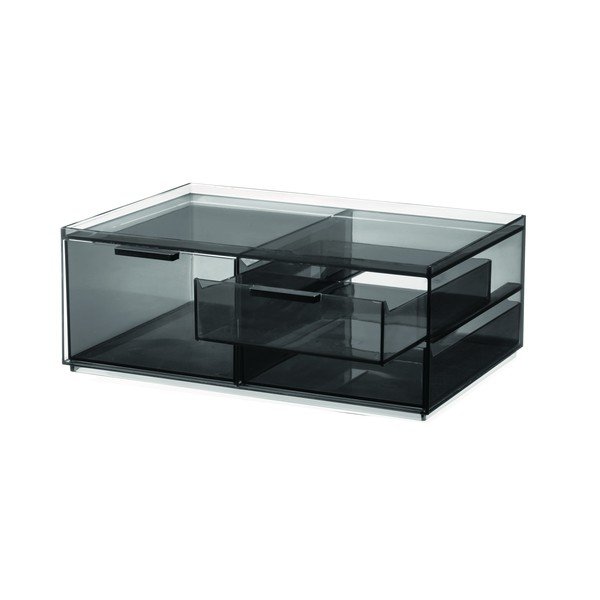 Matinis juodas vonios kambario kosmetikos organizatorius, pagamintas iš perdirbto plastiko - iDesign-image-3
