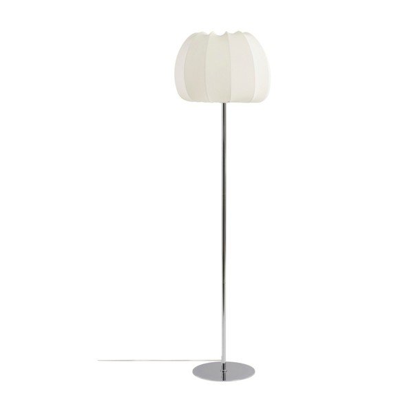 Baltos spalvos/blizgios sidabrinės spalvos iš tekstilės pastatomas šviestuvas (aukštis 150 cm) Pion – Jotex