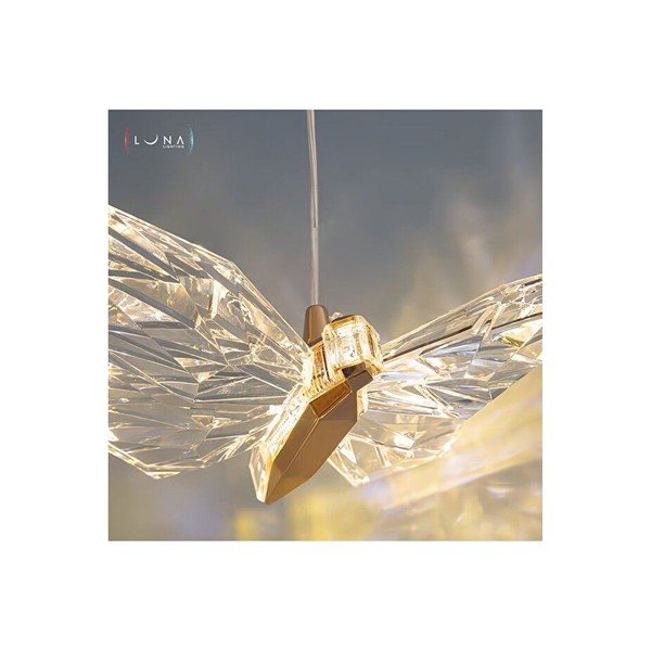 Auksinės spalvos iš metalo kabantis šviestuvas LED ø 20 cm su gaubtu iš akrilo stiklo Myrna – Opviq lights-image-4