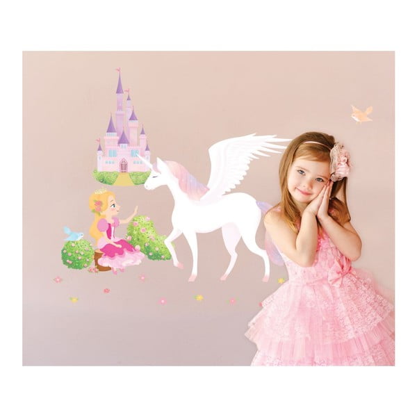 Sienų lipdukų rinkinys Ambiance Princess, Unicorn and Castle