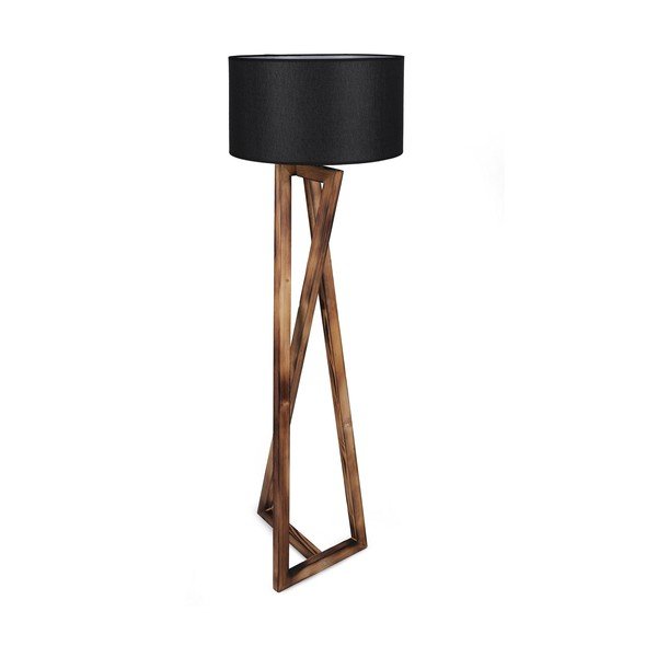 Juodos spalvos/rudos spalvos pastatomas šviestuvas (aukštis 149 cm) su tekstiliniu gaubtu Maçka – Opviq lights-image-4