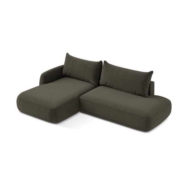 Rudos spalvos sulankstoma kampinė sofa (su kairiuoju kampu/su gultu) Hale – Makamii-image-4