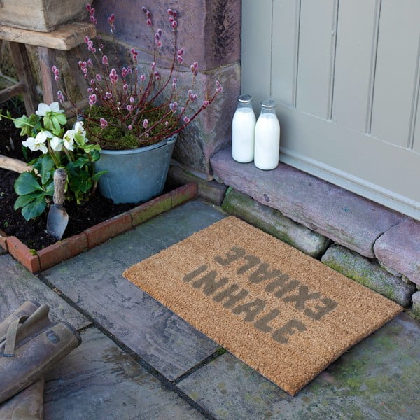 Iš kokoso pluošto grindų kilimėlis 40x60 cm Inhale Exhale – Artsy Doormats-image-4