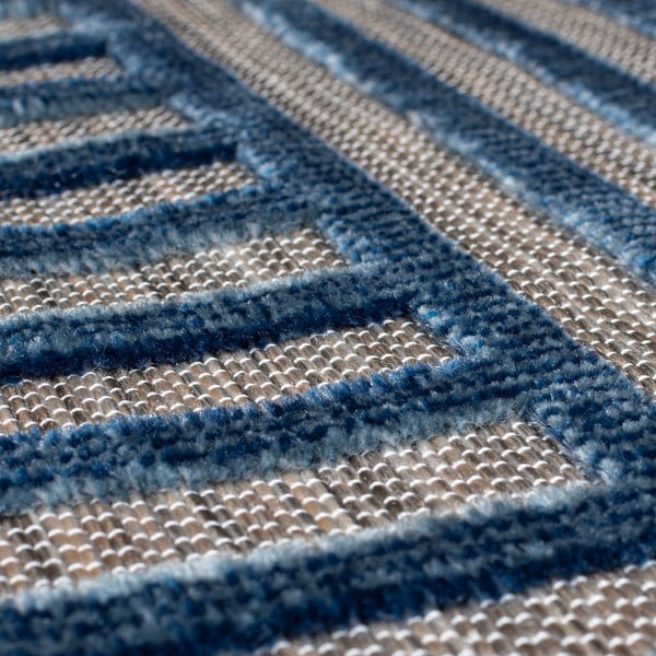 Tamsiai mėlynos spalvos lauko ir vidaus kilimas 120x170 cm Vigo Blocks – Flair Rugs-image-3