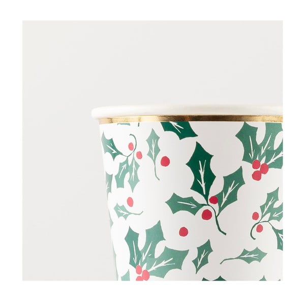 Iš popieriaus vienkartiniai puodeliai 8 vnt. Holly Pattern – Meri Meri-image-1