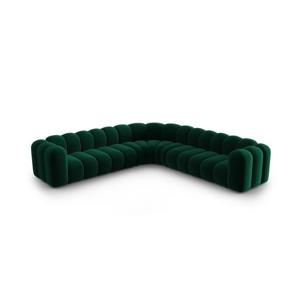 Žalios spalvos iš velveto modulinė kampinė sofa Lupine – Micadoni 