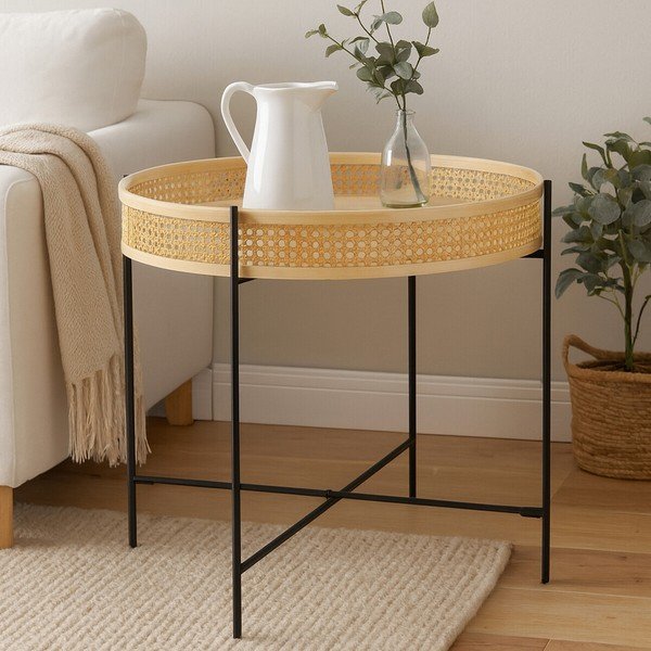 Natūralios spalvos iš rotango apvalios formos kavos staliukas ø 60 cm Depok – Premier Housewares-image-1