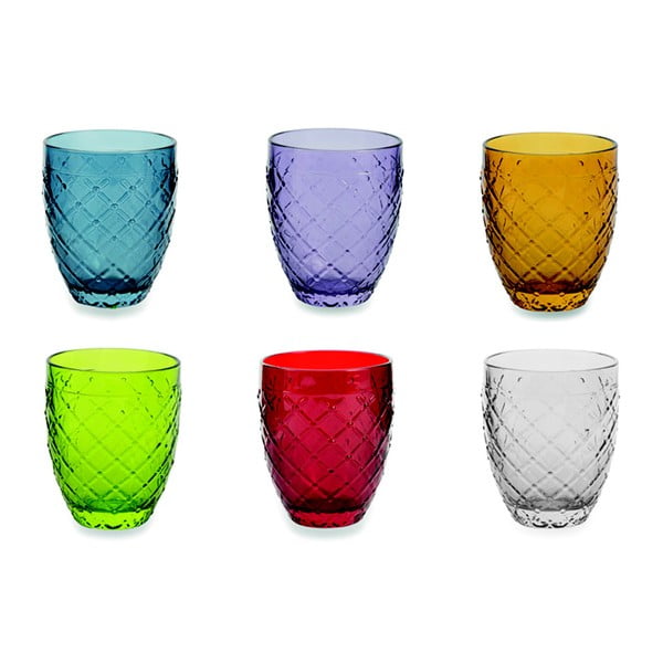 6 spalvotų stiklinių rinkinys "Villa d'Este Acqua", 350 ml