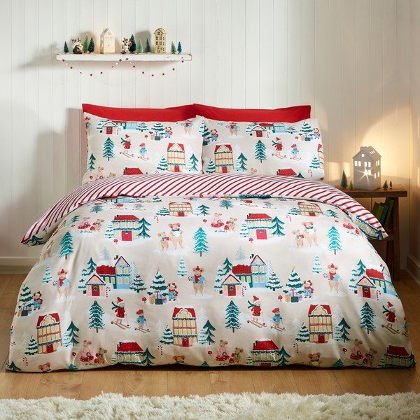 Dvigulė patalynė 230x220 cm Christmas Mouse Town – Catherine Lansfield-image-2