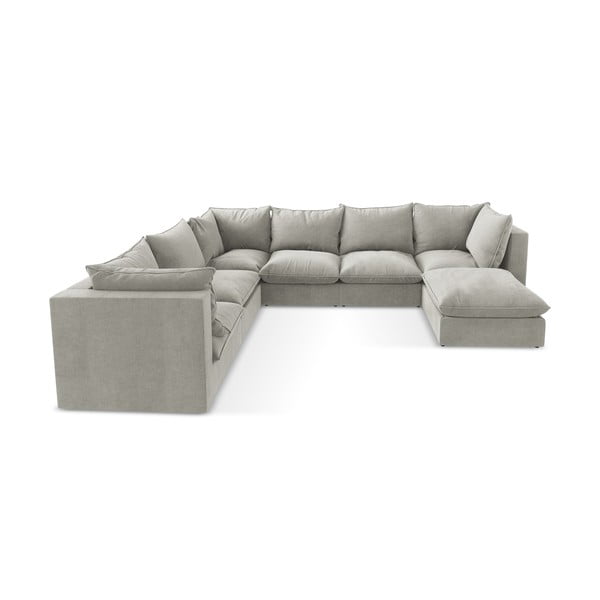 Šviesiai pilkos spalvos kampinė sofa (su kairiuoju kampu/„U“ formos) Manao – Makamii-image-4