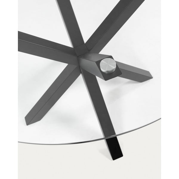 Juodos spalvos apvalios formos kavos staliukas su stikliniu stalviršiu ø 82 cm Argo – Kave Home-image-4