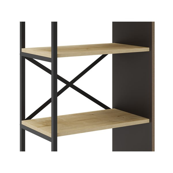 Knygų spinta  natūralios spalvos iš ąžuolo 58x175 cm Ara – Marckeric-image-4