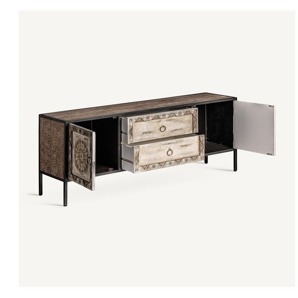 TV spintelė iš kėnio masyvo natūralios spalvos 135x55 cm Jaipur – Burkina-image-3