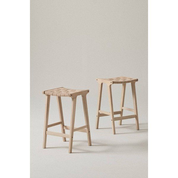 Natūralios spalvos iš ąžuolo masyvo baro kėdžių komplektas 2 vnt. (sėdynės aukštis 65 cm) Norrebro – Jotex-image-1