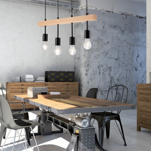 Kabantis šviestuvas juodos spalvos/natūralios spalvos Orazio – LAMKUR-image-1