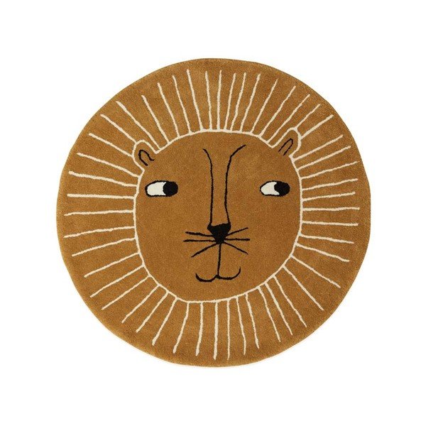 Rudos spalvos iš vilnos mišinio vaikiškas kilimas ø95 cm Lion – OYOY Mini