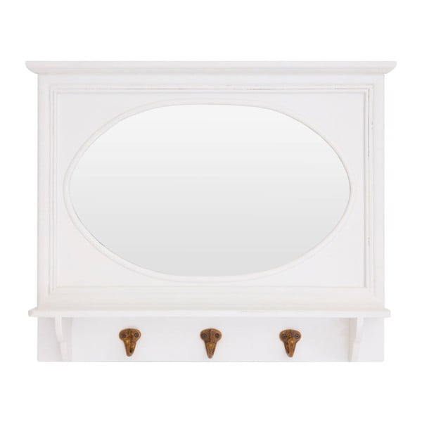 Balto rėmo sieninis veidrodis su 3 kabliukais "Premier Housewares