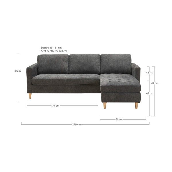 Kampinė sofa tamsiai pilkos spalvos Firenze – House Nordic-image-4