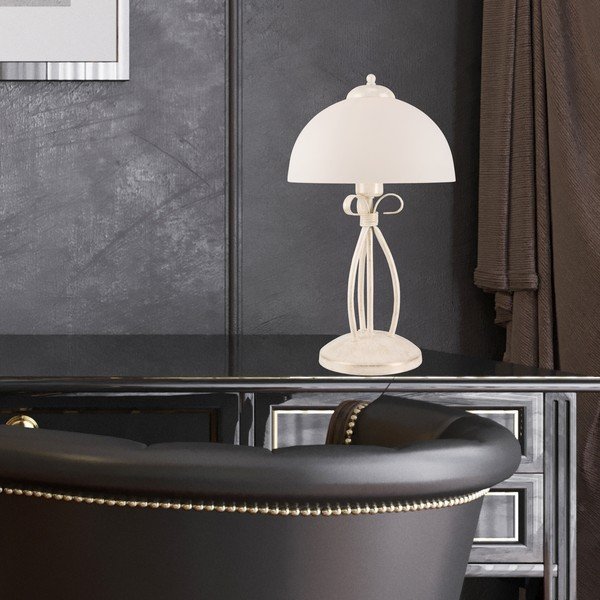 Stalinis šviestuvas baltos spalvos (aukštis 43 cm) su stiklo gaubtu Adelle – LAMKUR-image-1