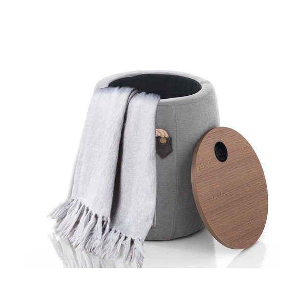 Pilkas pufas su daiktadėže Tomasucci Barril, ø 40 cm-image-2