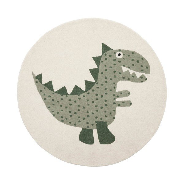 Rankų darbo žalios spalvos iš vilnos mišinio vaikiškas kilimas ø120 cm Theo DIno – OYOY Mini