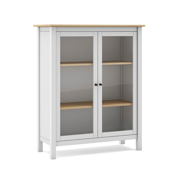 Baltos/natūralios pušies medienos vitrina 90x110 cm Misti - Marckeric-image-2