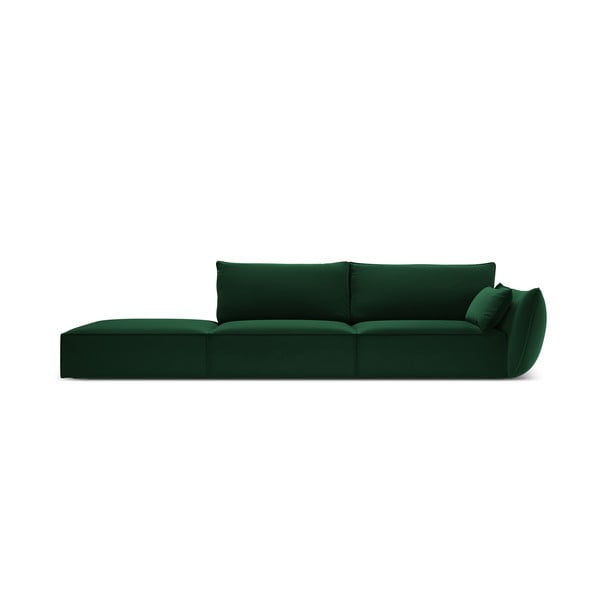 Tamsiai žalios spalvos iš velveto sofa su dešiniuoju kampu 264 cm Vanda – Mazzini Sofas