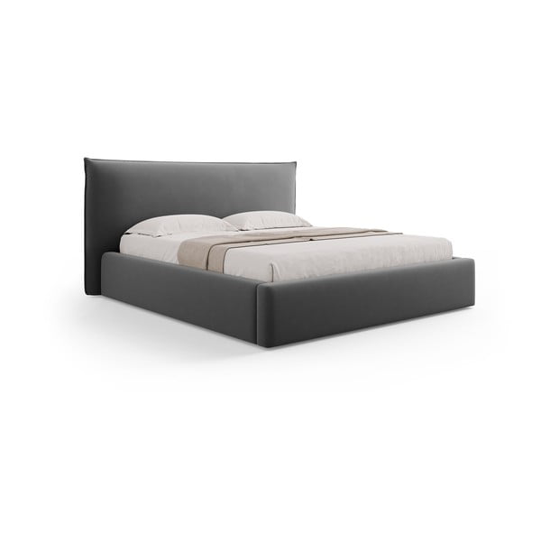 Dvigulė lova tamsiai pilkos spalvos audiniu dengta su sandėliavimo vieta su lovos grotelėmis 180x200 cm Elio – Milo Casa-image-4