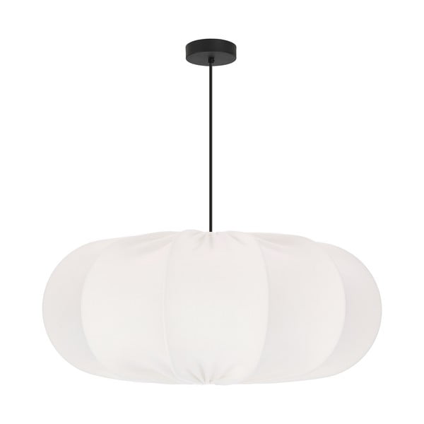 Baltos spalvos kabantis šviestuvas ø 52 cm su tekstiliniu gaubtu Cafee – Candellux Lighting
