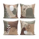4 pagalvėlių užvalkalų rinkinys Minimalist Cushion Covers Drawing Face, 43 x 43 cm
