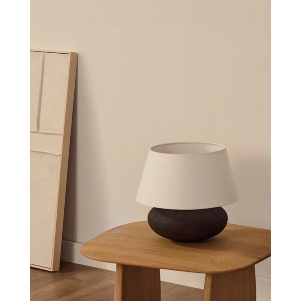 Stalinis šviestuvas juodos ir baltos spalvos (aukštis 35 cm) su tekstiliniu gaubtu Nessi – Kave Home-image-2
