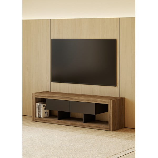 TV spintelė juodos spalvos/rudos spalvos iš riešutmedžio 175x52 cm Nara – TemaHome-image-1