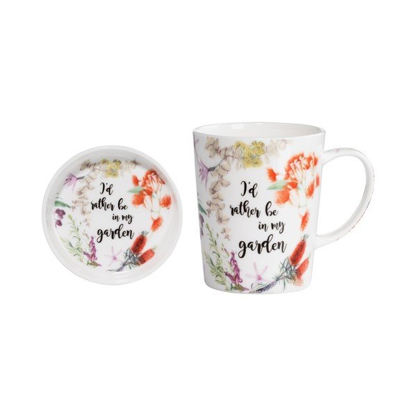 "Maxwell & Williams Rather Be" kaulinio porceliano puodelio ir padėklo rinkinys, 400 ml