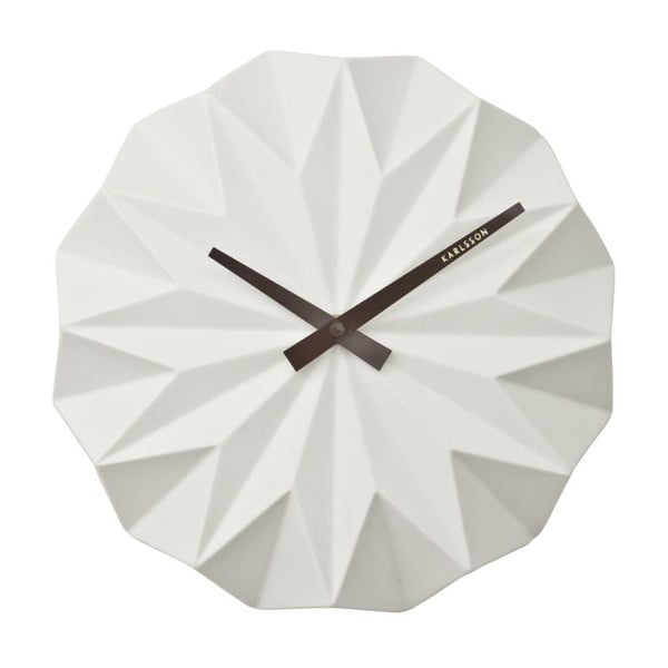 Baltas sieninis laikrodis Karlsson Origami Ceramic