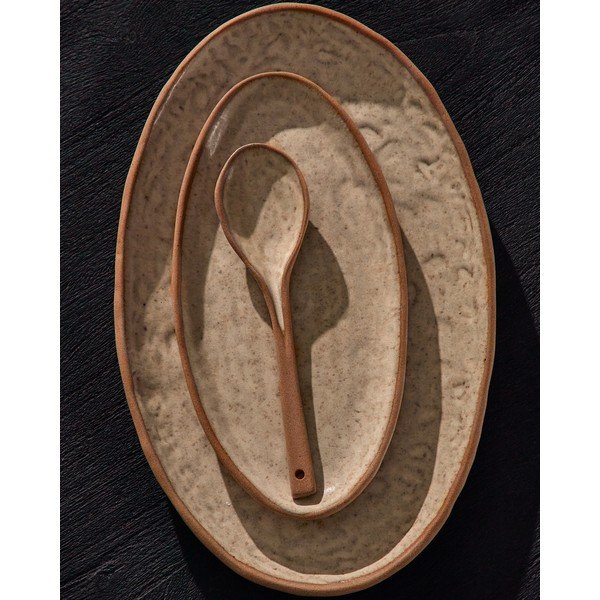 Smėlio spalvos skirta serviravimui iš keramikos lėkštės 3 vnt. Zunel – Kave Home-image-1