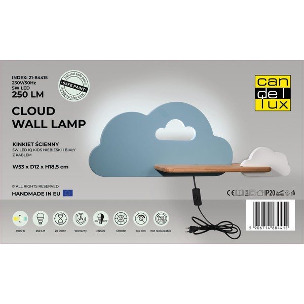 Baltai mėlynas vaikiškas šviestuvas Cloud - Candellux Lighting-image-3