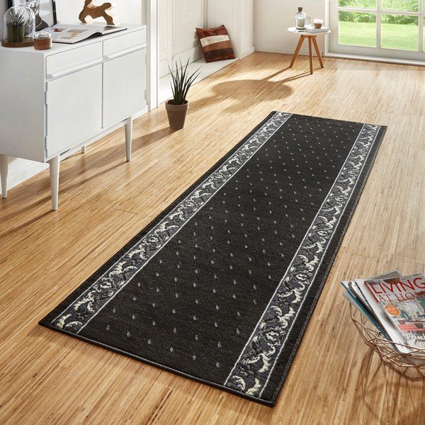Juodas bėgimo takelis su baltomis detalėmis "Hanse Home Ornament", 80 x 350 cm-image-1