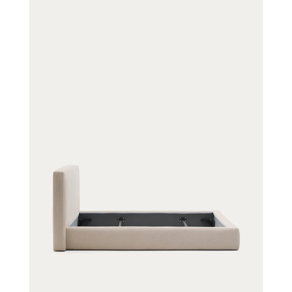 Smėlio spalvos dvigulė lova audiniu dengta be grotelių 160x200 cm Blok – Kave Home-image-4