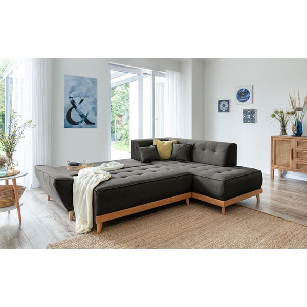 Tamsiai pilka kampinė sofa Miuform Dazzling Daisy L, dešinysis kampas-image-4