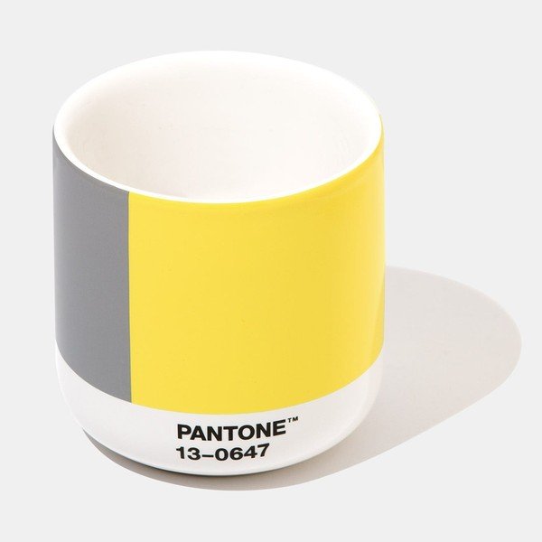 Geltonos ir pilkos spalvos keraminis termopuodelis Pantone Cortado, 175 ml-image-1