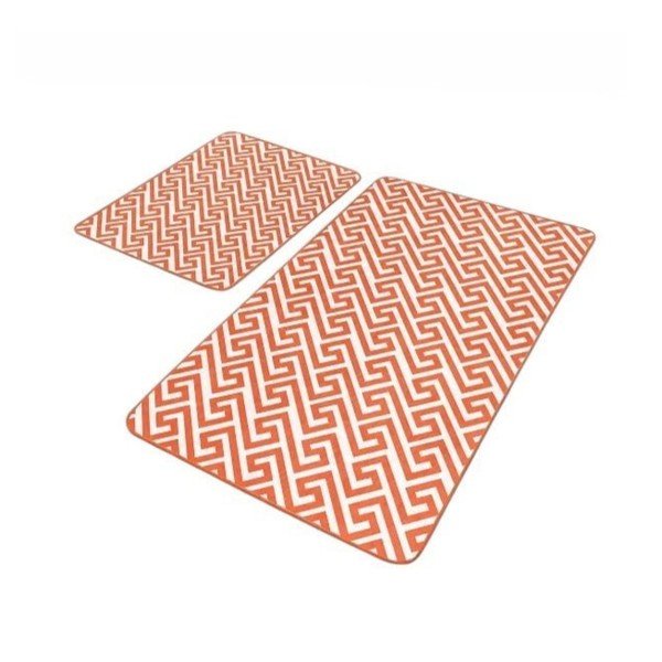 Oranžinės spalvos iš velveto vonios kilimėliai 2 vnt. 60x100 cm – Mila Home
