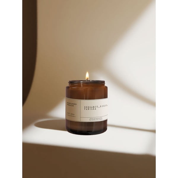 Aromatinė žvakė iš sojų vaško degimo laikas 40 h #32 Bergamot, Coconut, Vanilla – Perfumed Prague