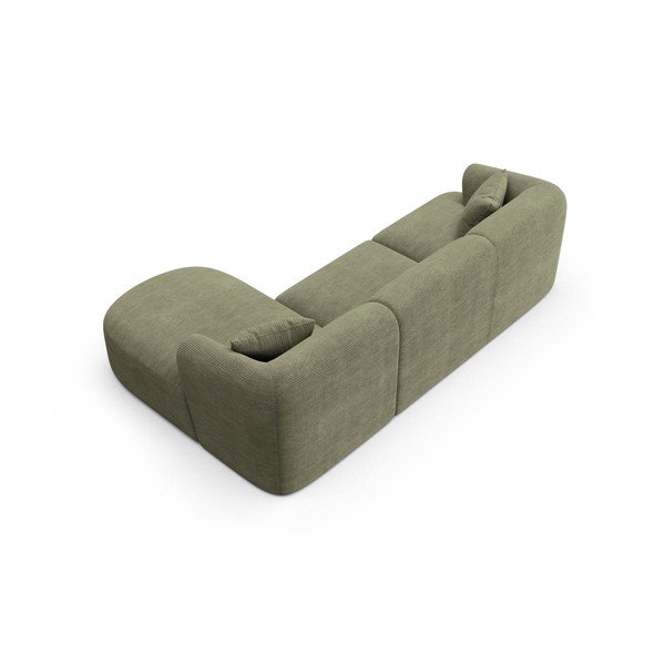 Žalios spalvos kampinė sofa iš kordinio velveto (su dešiniuoju kampu/su gultu) Campi – Cosmopolitan Design-image-3