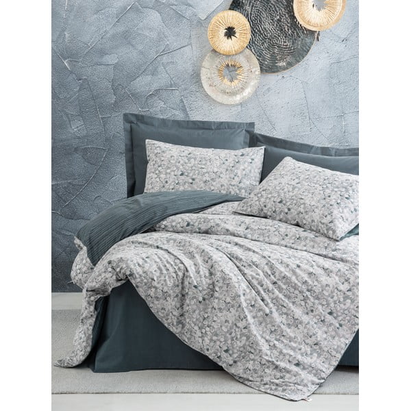 Iš ranforce medvilnės dvigulė/itin ilga patalynė baltos spalvos/pilkos spalvos 260x220 cm Molly – Mijolnir-image-1