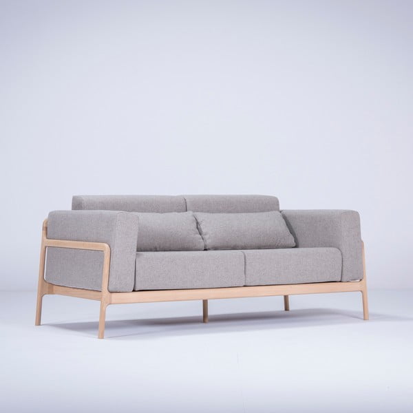 Pilkos spalvos sofa su ąžuolo masyvo konstrukcija Gazzda Fawn, 180 cm-image-4