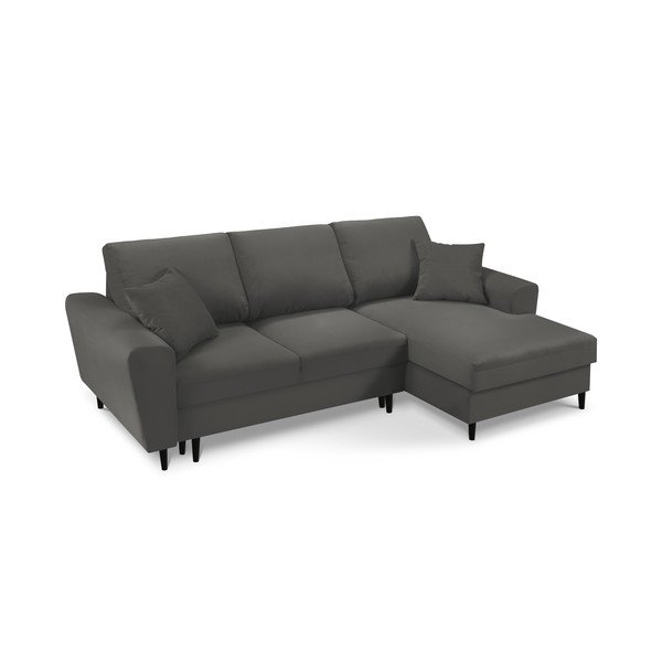 Tamsiai pilka kampinė sofa-lova Kooko Home Jazz, dešinysis kampas-image-3