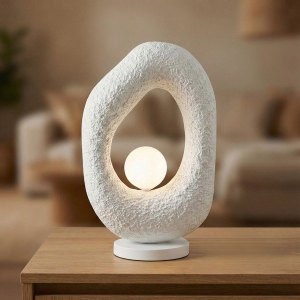 Baltos spalvos iš metalo stalinis šviestuvas (aukštis 50 cm) Lore – Opviq lights-image-3