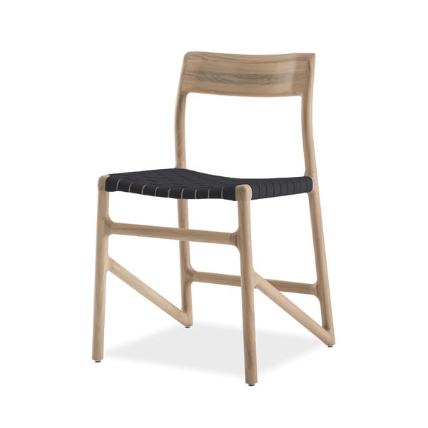 Valgomojo kėdė iš ąžuolo medienos masyvo su juoda sėdyne Gazzda Fawn